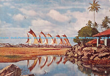 D025705 Outrigger Fishing Canoes Negombo. Ceylon. Ceylon Pictorials