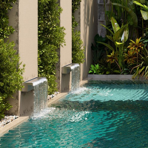 Pool stainless steel - pool, waterfall