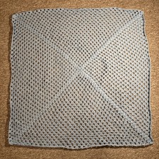 Hand Crocheted Blue Baby Knees Blanket Granny Square 34 x 34 Inches