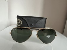 Genuine Vintage RayBan RB3025 Unisex Sunglasses Aviator Gold & Green Lens 58/14