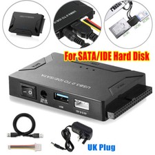 USB 3.0 to IDE/SATA Converter External Hard Drive Adapter 2.5"3.5" Cable UK Plug