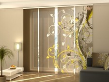 Vertical Blinds for Patio Door, any sizes - Art Floral on Brown Background