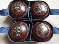 Set of 4 Drakes Pride Professional Lawn Bowls Size 4 Heavy Brown BWB07