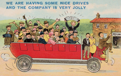 Comic postcard charabanc - postcard,