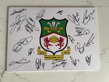 SIGNED WREXHAM FC Squad BADGE Sign  **COA** Championship 2025 40cm x 30cm