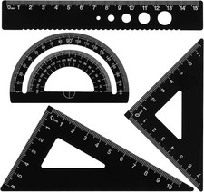 Metal Protractor Set Triangular Geometry Set Aluminum Alloy Math Ruler Tool 4Pcs