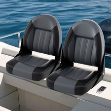 New! 2 Pack Boat Seats Fold Down Fishing Sightseeing Boat Waterproof PVC Leather