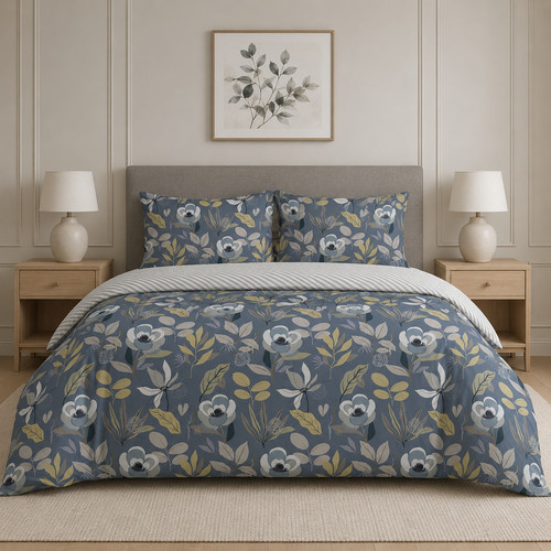 Floral duvet cover reversible - duvet,