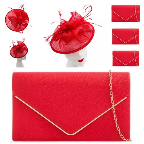 Red fascinator evening - &,