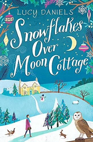 Snowflakes over moon - moon, cottage