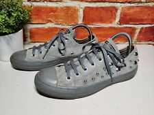 CONVERSE UK 6 EU 39 GREY SUEDE SILVER STUD EMBELLISHED LACE UP LOW TOP TRAINERS