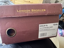 London Brogues Gatsby Tan / Navy Lace Up Brogues Mens Leather Round Toe Shoes