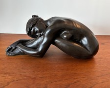 Tom Greenshields Sculpture Chrissie Resting Bronze Resin Signed 29cm