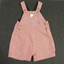 MOTHERCARE RED CHECKED BABY COTTON DUNGAREE CHEEKY MONKEY EMBROIDERY 0-3 MONTHS