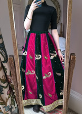 Green Pink VELVET BOHO Evening