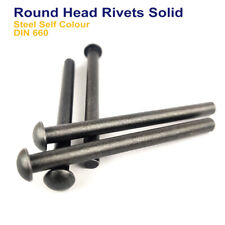 M2 - 2mm SOLID STEEL RIVETS ROUND DOME HEAD RIVETS STEEL SELF COLOUR - DIN 660