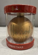 HARRODS 2017 GOLD  CHRISTMAS BAUBLE. Decoration Box Glass