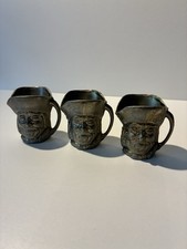 3 Vintage Mini Brass Toby Jugs