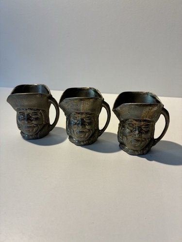 Vintage mini brass toby jugs - brass,