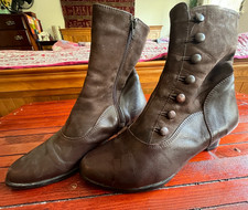 Victoriana brown leather ankle boots - handmade - size 6