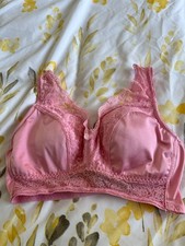 Rhonda Shear Ahh Pin-Up Lace Bra with Removable Pad in Pink Size Large
