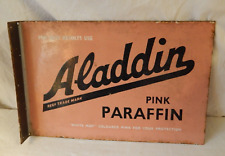 An old vintage double sided Aladdin Pink Paraffin enamel sign