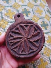 Antique Primitive Butter Mold, Press, Wood, Bread Stamp, Hand Carved, Rustic