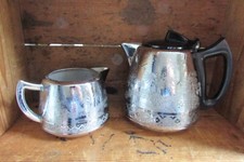 Vintage Swan Willow Coffee Pot And Jug