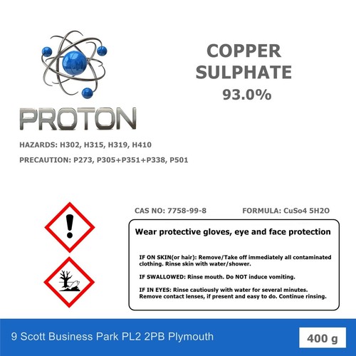 400g copper sulphate - copper, 93.0%
