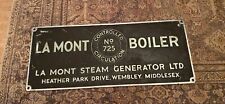 Vintage Industrial Metal Sign Brass Copper Steam  Engine La Mont Boiler