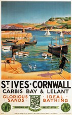 TX471 Vintage St Ives Cornwall Travel Poster GWR Railway Print A2/A3/A4