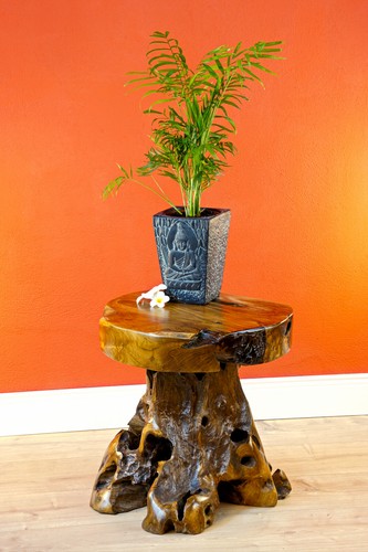 Burl wood side table tree
