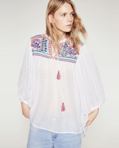 Zara white embroidered - zara,