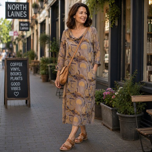Masai midi dress taupe navy - masai,