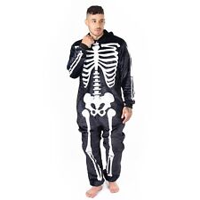 Men's Halloween Skeleton Print Soft Fleece 1Onesie All In One Jumpsuit Pyjamas