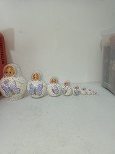 Vintage Wooden Matryoshka Babushka Russian 10 Pce Stacking Nesting Dolls-signed