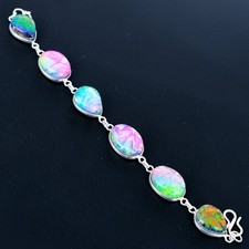 Ammolite Gemstone Ethnic Handmade Bracelet Jewelry Gift 7-8"