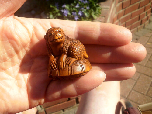 Hand carved wood netsuke - hand,