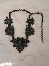 Statement Green Jewellery Faux Emerald Stone Necklace Chain Chunky Dinner Dress
