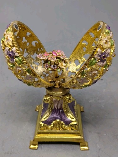 Ornate floral egg music box - floral,