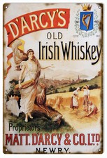 Vintage DArcys Irish Whiskey Metal Sign