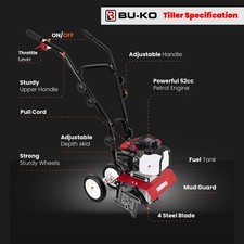 Garden Petrol Tiller Engine 3HP 2 Strokes Lawn Soil Cultivator Rotovator Engine