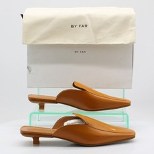 BY FAR INGRID WOMENS FLATS MULES SQUARE TOE UK 7 EU 40 CARAMEL RRP £320 AD
