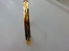 Gold Solid D Shaped Slave Bangle 5mm Diamond Cut 9 Carat Yellow 67mm Diameter