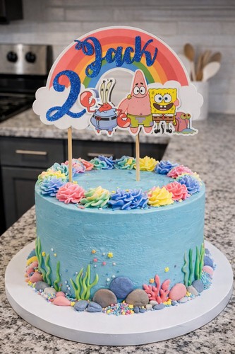 Spongebob rainbow cake topper - rainbow,