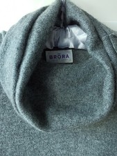Brora 100% Pure Cashmere Cowl Neck Sweater/Tunic. Grey.  Made In Scotland 
