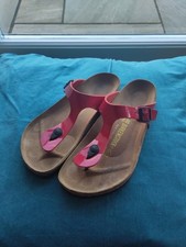 BIRKENSTOCK RED PATENT GIZEH GLADIATOR THONG SANDALS - UK 7, EUR 40 REGULAR