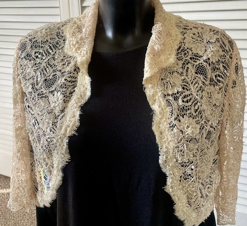 Vintage beaded cream lace - cream,