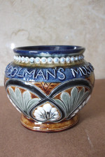 BOXED 1979 HAWTHORN POTTERY 1884 REPRODUCTION 7CM COLMAN'S MUSTARD POT SOUVENIR