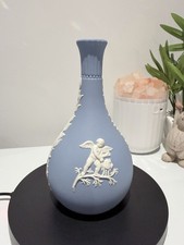 Vintage Wedgewood Vase Small Blue White Jasperware Made In England